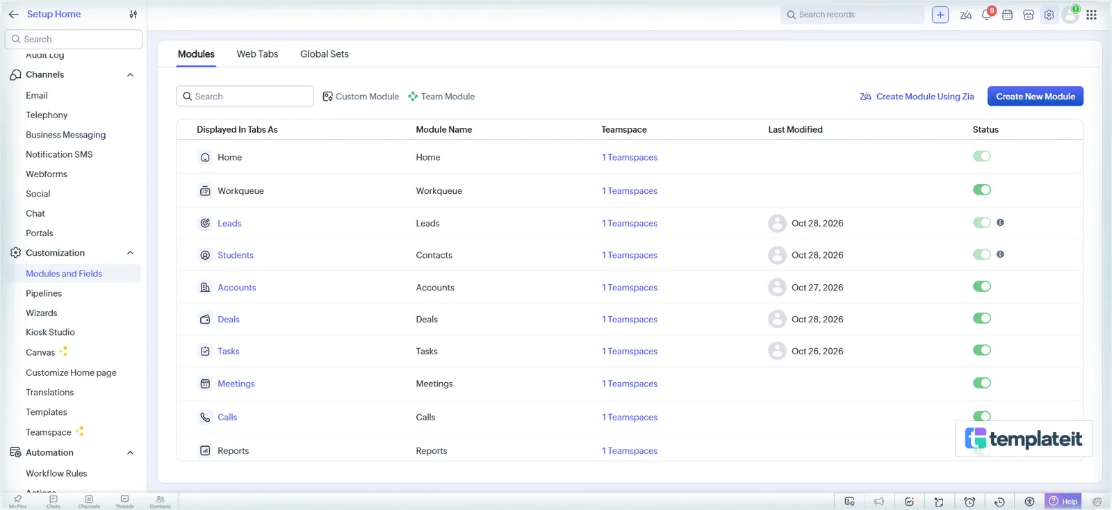 Contacts shown as Students
