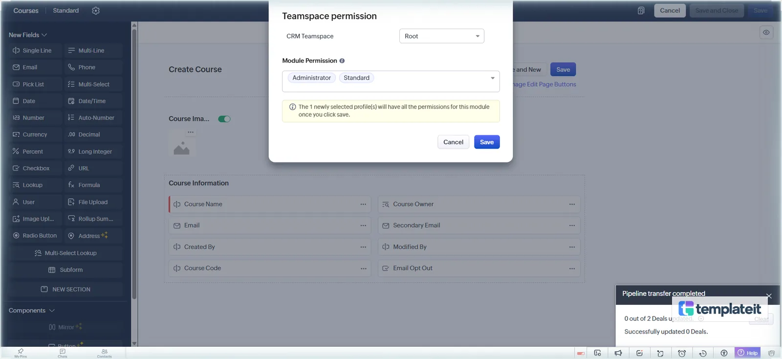 Module permission for Administrator and Standard